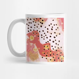 pink coral gold brown abstract digital painting Mug